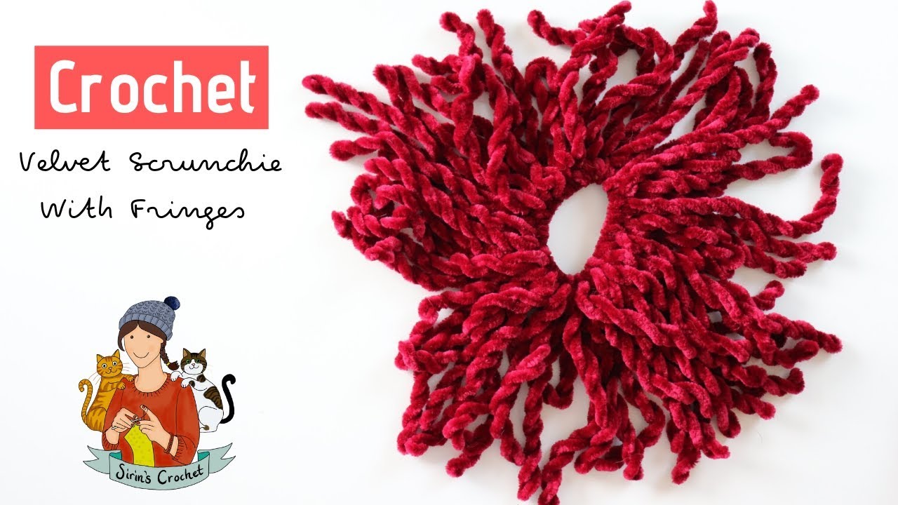 Crochet Beginner Velvet Scrunchie With Fringes