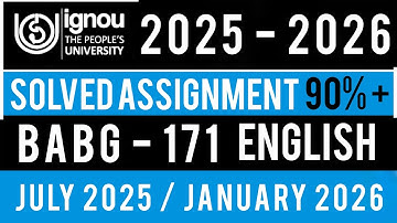 BABG 171 SOLVED ASSIGNMENT 2025-26 | BABG 171 SOLVED ASSIGNMENT 2025-26 IN ENGLISH | BABG 171