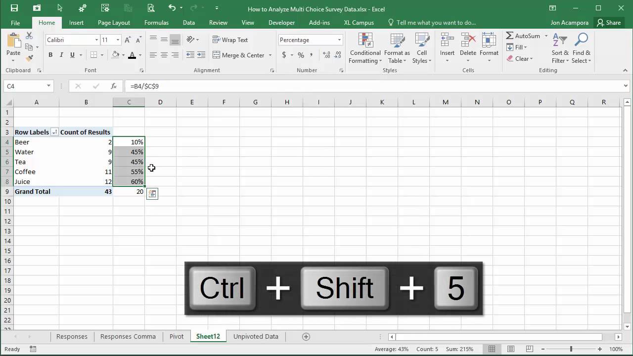 Survey Charts In Excel Templates