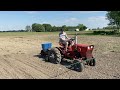 Planting sweetcorn with vintage burch twin row planter and power king tractor