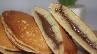 بانك كيك  قطني محشي شوكولاته (حلا خفيف بدون فرن وبدون أدوات كهربائية) stuffed pancakes so fluffy