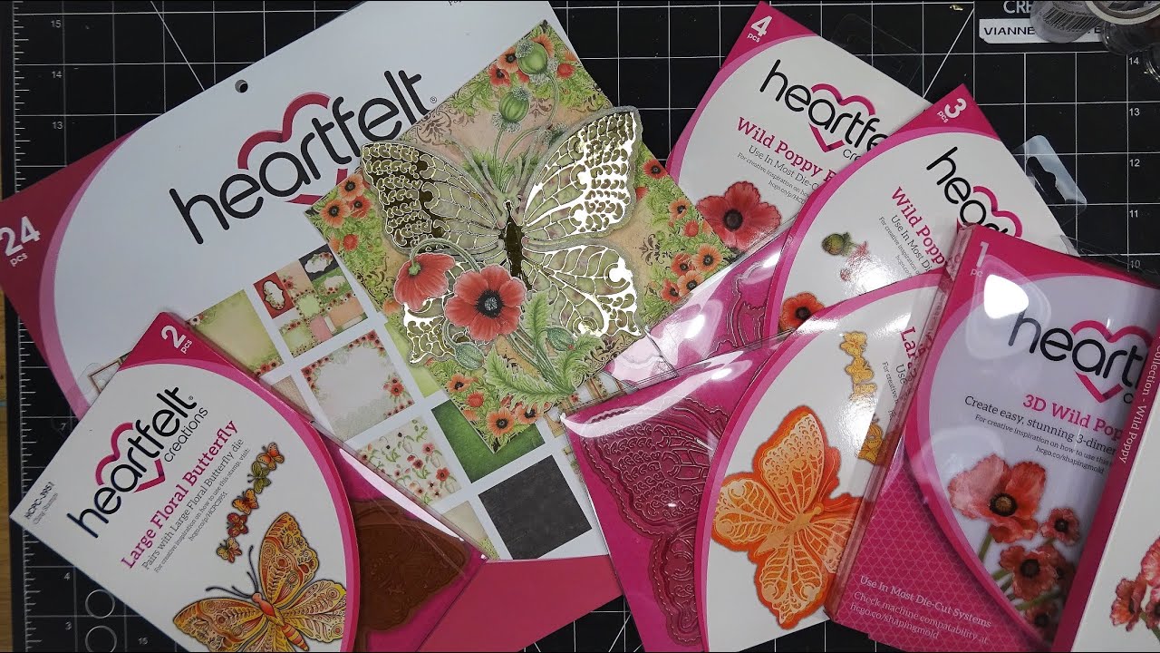 Heartfelt Creations Wild Poppy & Large Floral Butterfly Card