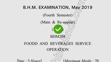 Dcrust BHM 4th Sem Food & Beverage Service Operation Question Paper