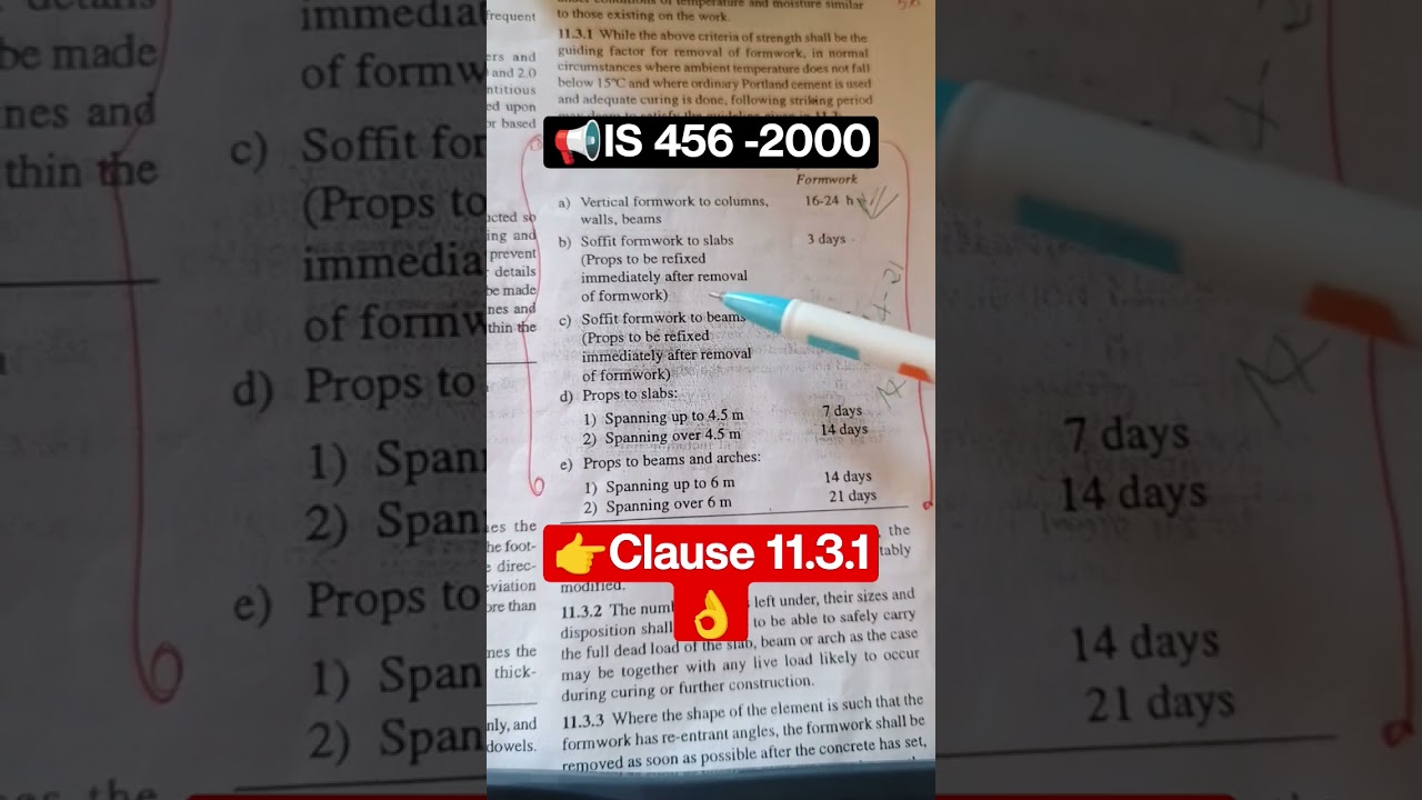 IS Code 456-2000 Clause 11.3.1 / Reading IS Code 456-2000 
