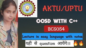 OOSD WITH C++ LECTURE 01 unit 1| OOSD with C++aktu #aktu #lecture#notes #handwrittennotes 