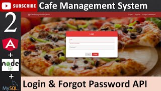 2. Cafe Management System - Login & Forgot Password API of User(Angular, Node.js, MySQL Database)