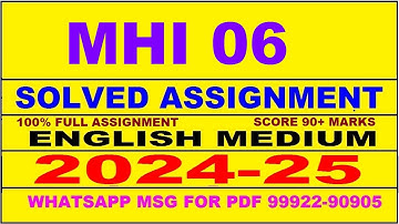 MHI 6 solved assignment 2024-25 | MHI 6 solved assignment in english 2025 | MHI 6 2024-25