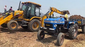 Jcb 3dx Backhoe Loader Loading mud in Sonalika Tractor || Sonalika Tractor Loading Video Part-04