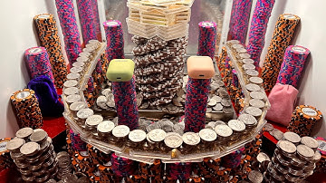 1 quarter to knock huge wall over 1 million dollars on the line inside the high limit coin pusher