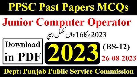 Junior Computer Operator 2023 in PPSC | Punjab Public Service Commission Dept complete solved  |