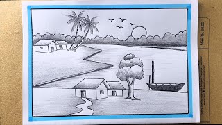 How to draw a Village Drawing with Sketch || Bangla Voice Tutorial