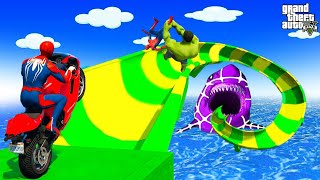 SPIDER-MAN's INSANE WATER Slide Challenge Attempt EVER🦺🛟SUPERHERO Challenge race