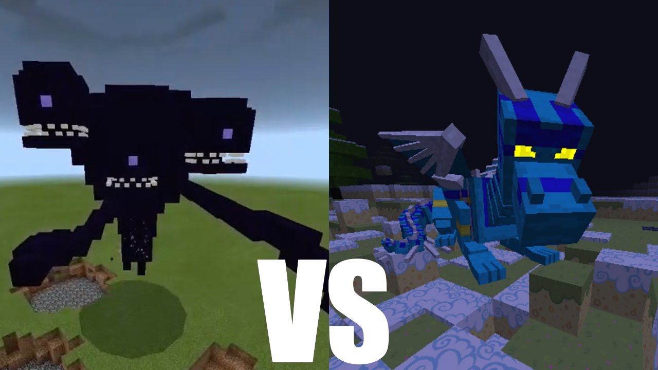 Wither Storm vs Aether Dragon in Minecraft PE - YouTube