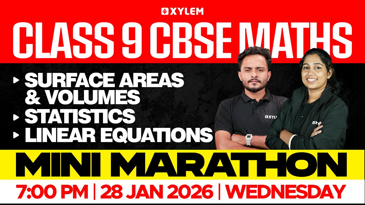 Class 9 CBSE Maths | Surface Areas & Volumes, Statistics, Linear Equations - Mini marathon