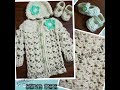 فستان كروشيه بغرزه المروحه لطفل حديثي الولاده Crochet dress for a newborn child