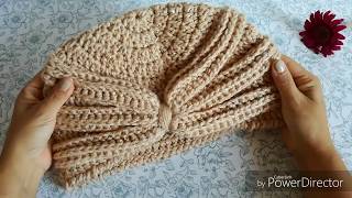 GORRO TIPO TURBANTE Tejido a  Crochet