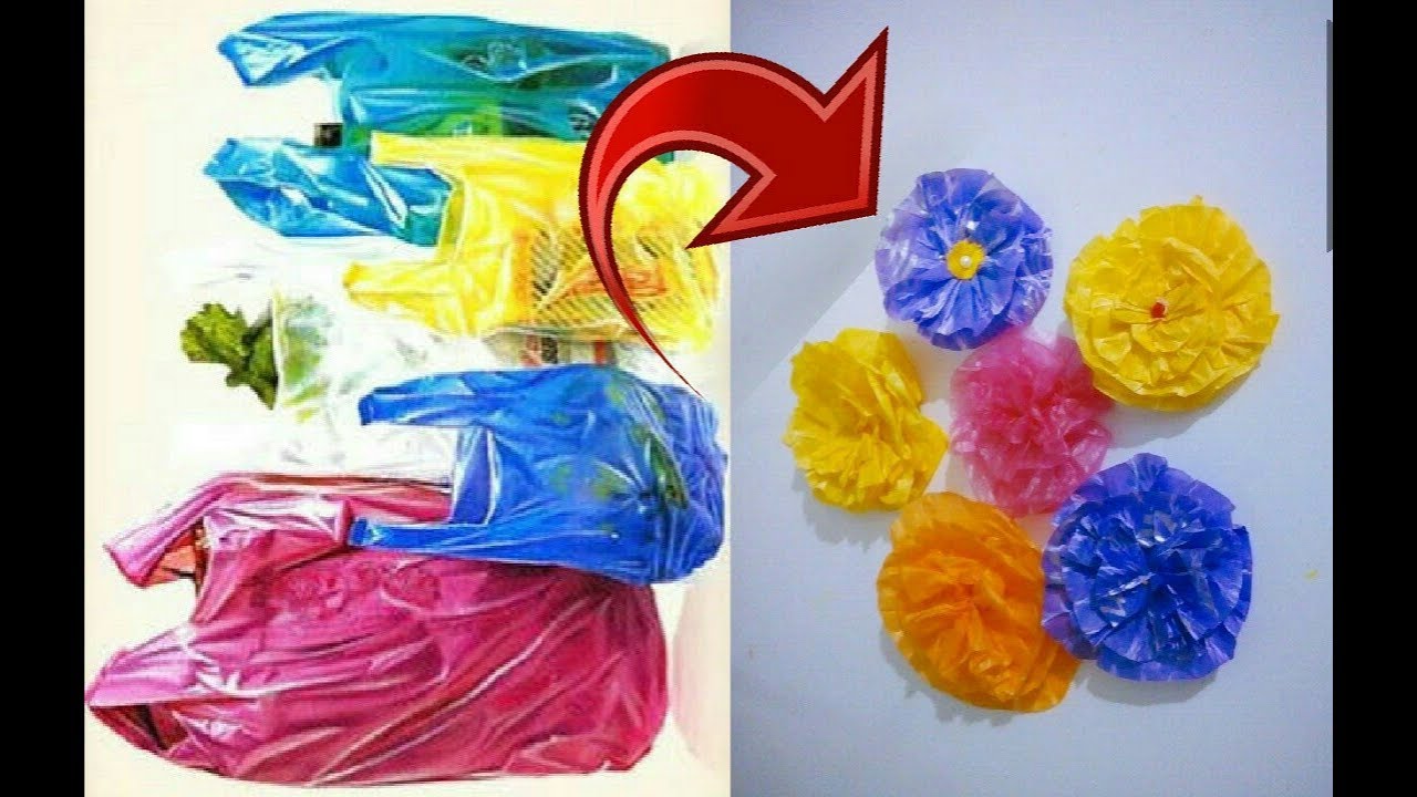 Flowers making with carry bags | easy making flowers - YouTube