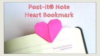 Valentine's Day Craft  DIY Heart Bookmark with Postit(R) Notes, How to Fold Paper Origami Heart