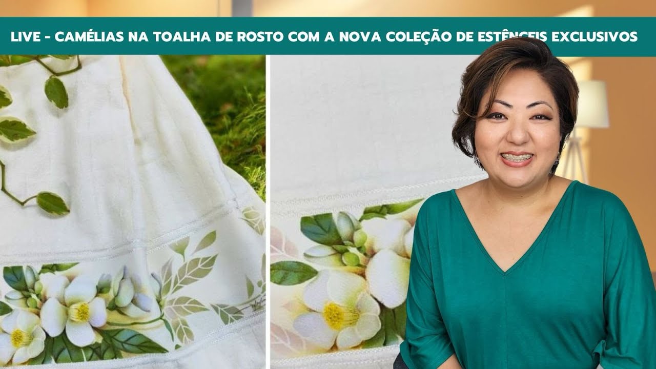 Camélias Brancas - Pintura no tecido com estêncil