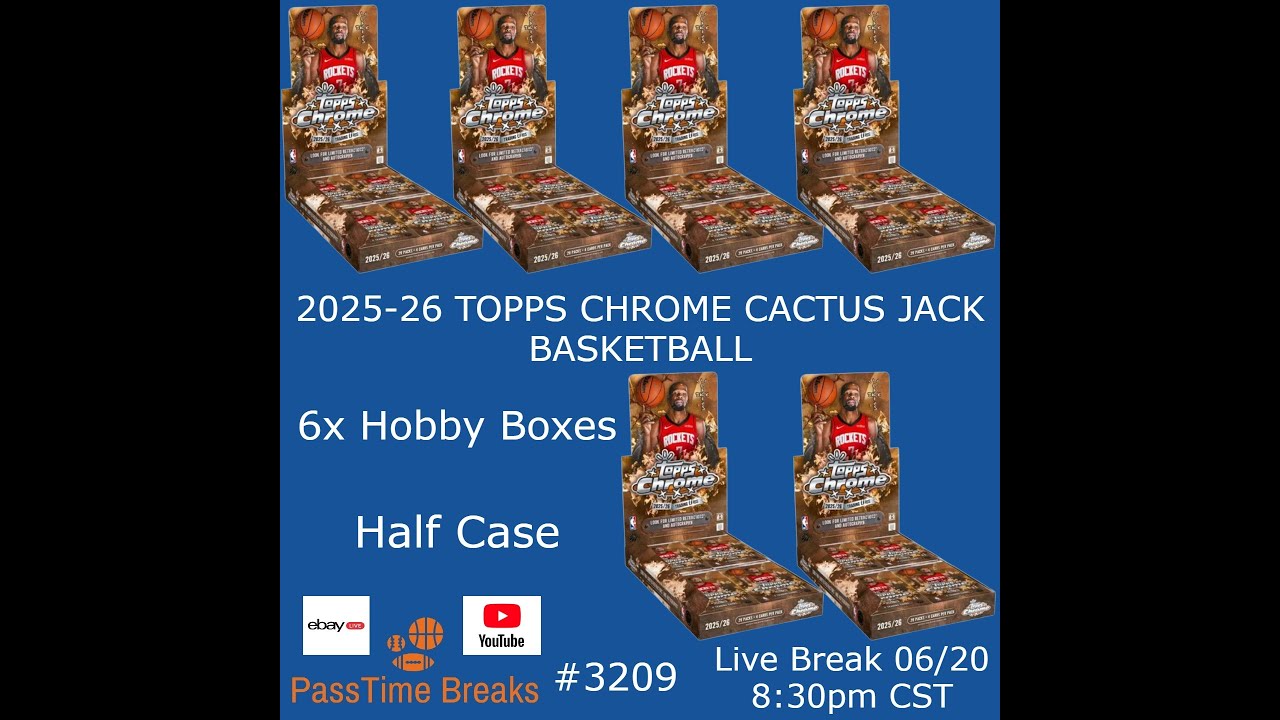 06/21 - 2025-26 TOPPS CHROME CACTUS JACK BASKETBALL 6x Hobby Box