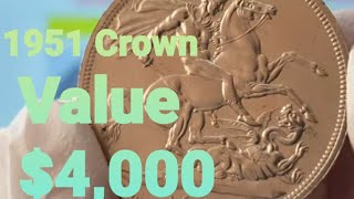 Crown coin. 1951 5 Shillings. Festival of Britain coins worth money u0026 Grading grade quantity