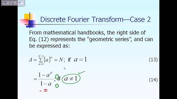 Lecture 8:  Discrete Fourier Transform Part 3 of 3