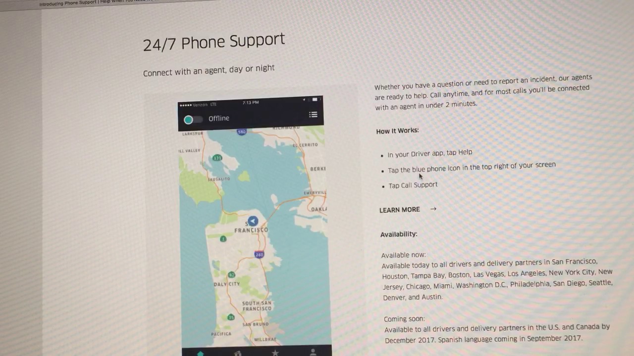 Uber 2017- 24/7 phone support, $15 return fee for items left behind and More!!