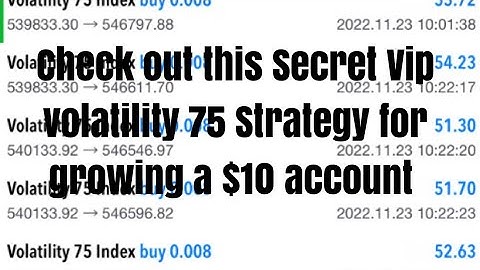 Volatility 75 Strategy (Part 2)/ For Small Account Growing/ 99.9% Accuracy