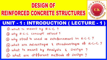 Design of Reinforced Concrete Structures| RCC Design Civil Engineering in Telugu lectures | JNTU