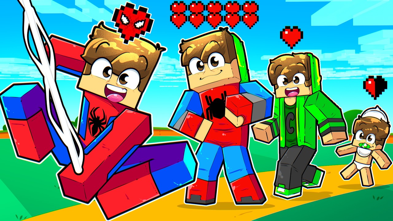 EVOLUI DE BEBE ATE SUPER-HEROÍ no Minecraft!