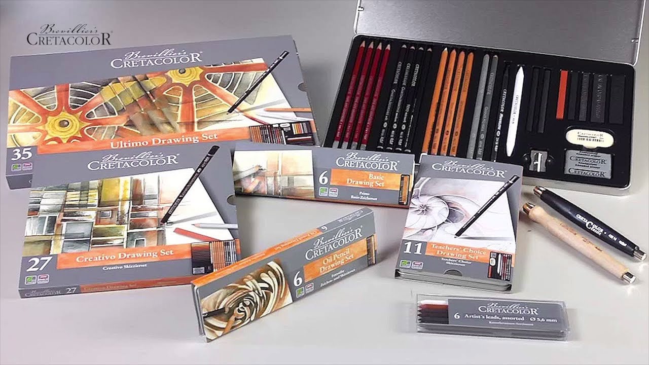 Cretacolor Wooden Black Box Charcoal and Drawing Set of 20