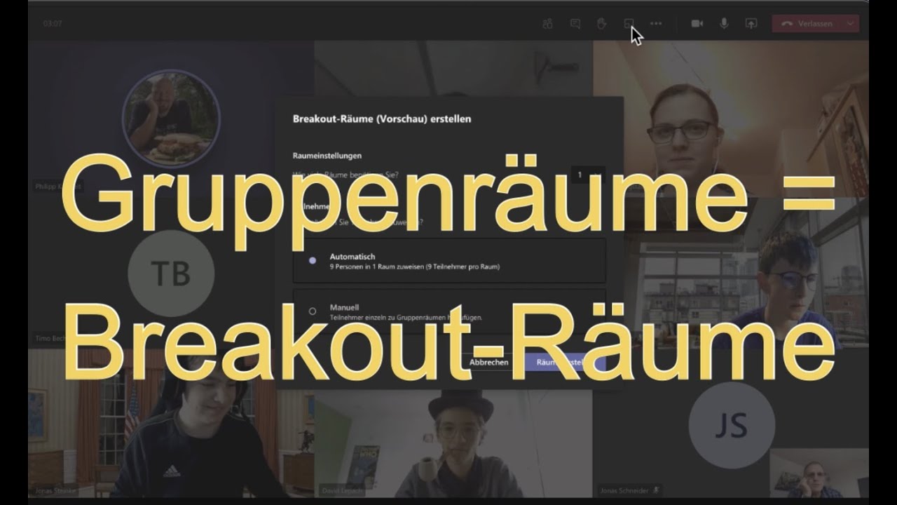 TEAMS Gruppenräume Breakout Räume