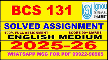 BCS 131 solved assignment 2025-26 in English || bcs 131 solved assignment 2026 || bcs131 2025-26