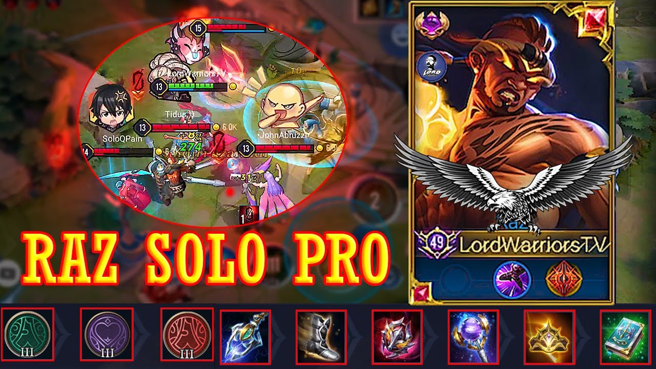 RAZ SOLO PRO GAMEPLAY  BEST COMBOS ARENA OF VALOR