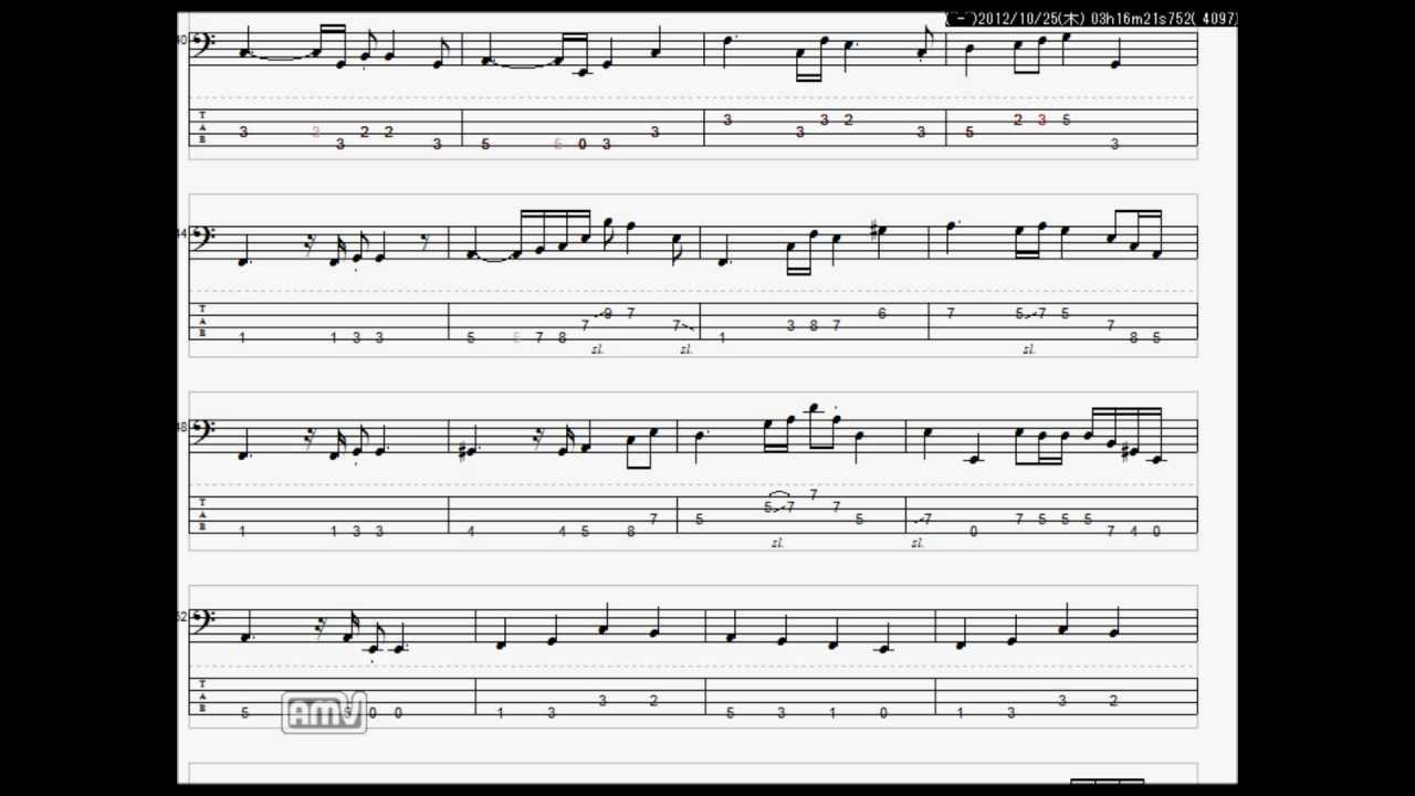 Miwa オトシモノ ベースtab譜 Youtube