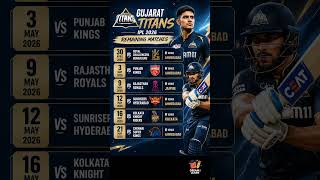 Gujarat Titans remaining Matches/Gujarat Titans IPL 2026 Upcoming Matches #ipl2026 #cricket #rcb