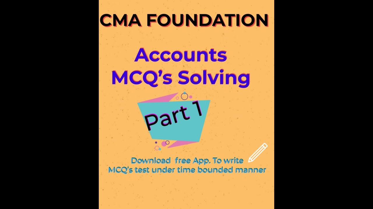 CMA Foundation Accounts || MCQs for June 2021 | by CMA Rathna | Part 1