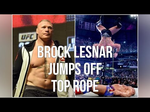 Brock Lesnar Jumps Off Top Rope - YouTube