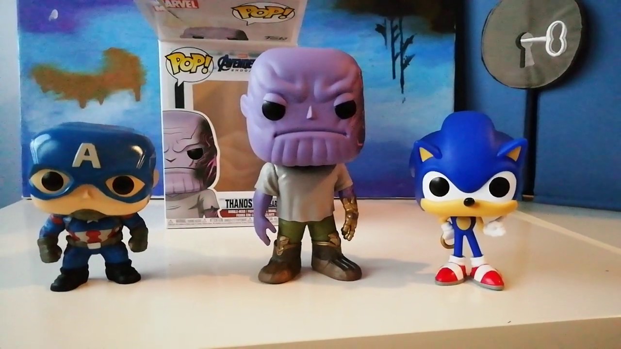 Funko Pop! Hugo marker pro. Thanos in the garden, Sonic with ring y Capitan america