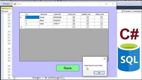 C sharp programming: Create users and permissions form in C sharp and SQL Server