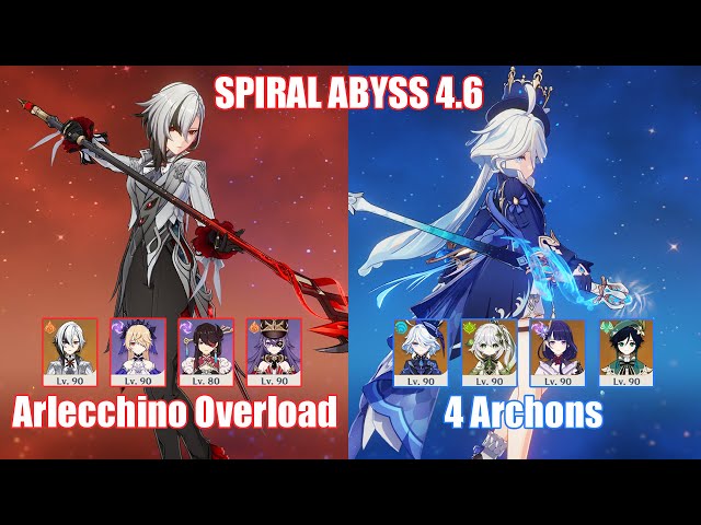 C0 Arlecchino Overload u0026 4 Archons | Spiral Abyss 4.6 | Genshin Impact class=