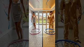 THIS DOUBLE LAYER COIN FLOOR TRANSFORMATION IS INSANE! 💛🤍😱 Gold &amp; Silver Epoxy #diyhomeimprovement