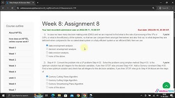NPTEL Data Analysis & Decision Making - III Week8 Assignment 8  Solution July 2024