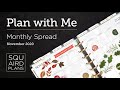 Plan with Me :: November Breeze :: Squaird Plans Monthly Spread :: Classic Happy Planner :: 2020