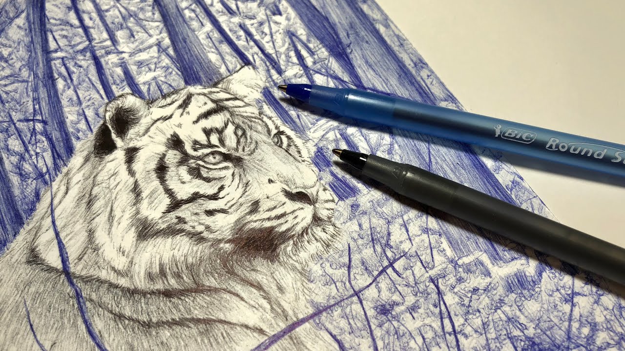 Tiger in the Woods Ballpoint Pen Challenge YouTube