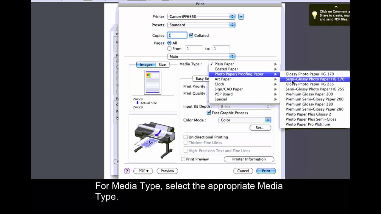 Canon iPF Printers - Printing from a PDF - Mac