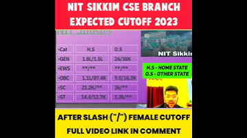 NIT SIKKIM CSE BRANCH | EXPECTED CUTOFF 2023 #shorts #josaa2023 #expectedcutoff