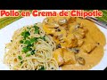 Pollo en Crema de Chipotle/con champiñones/Deliciosa/Receta Facil
