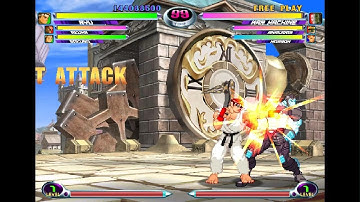 Marvel vs. Capcom 2 - Ryu, Akuma, and Sakura Arcade Playthrough