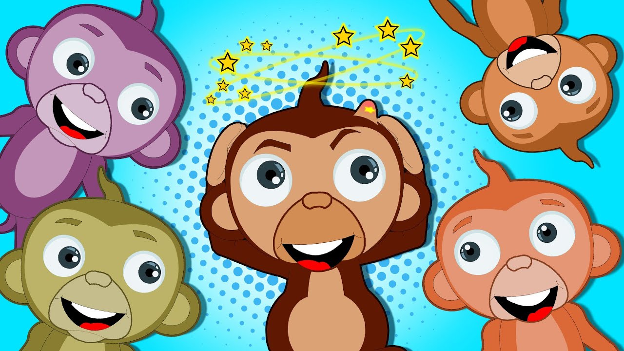 ⁣Five Little Monkeys -Cinque scimmiette | canzoni per bambini | filastrocche | HooplaKidz Italiano |